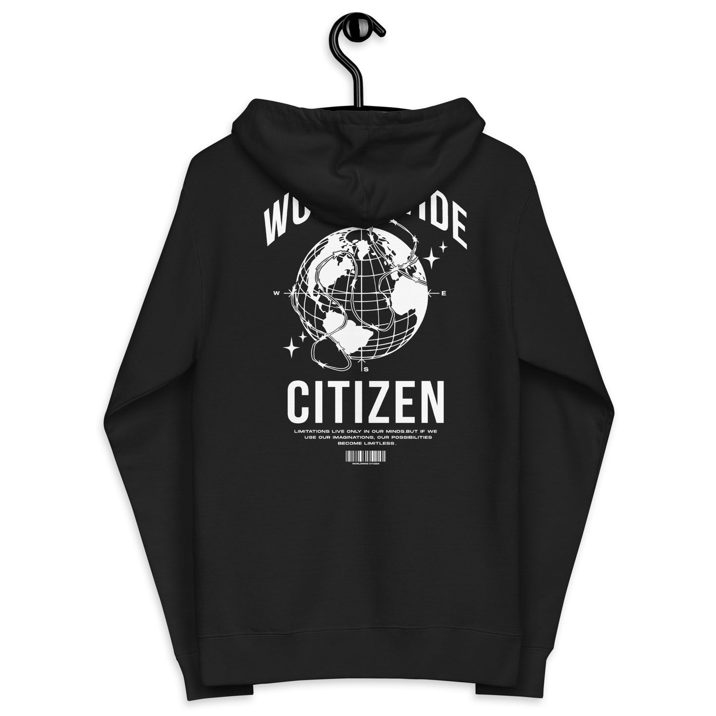 Unisex fleece zip up hoodie